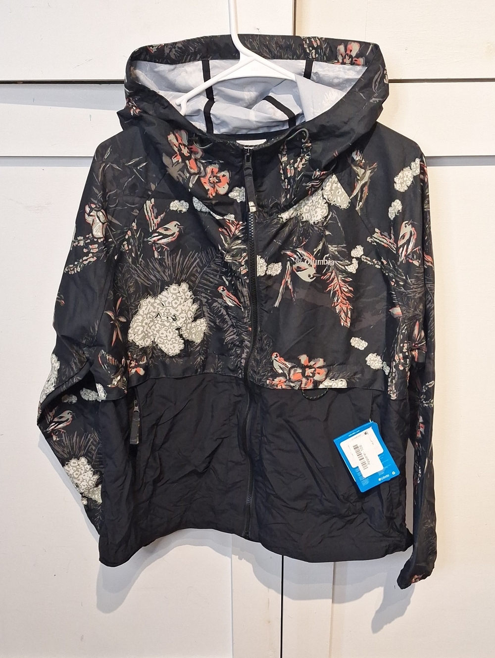 Columbia Women's Black Floral Hooded Packable Jacket